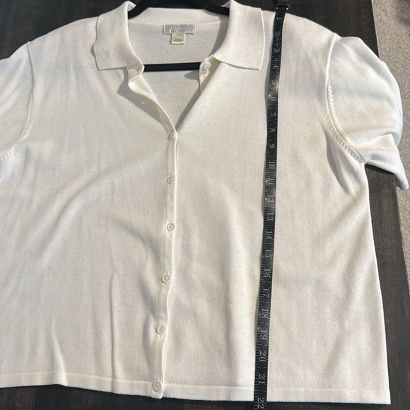 Christopher & Banks Vintage White Knit Button Down Collared Shirt Size XL - Picture 6 of 6